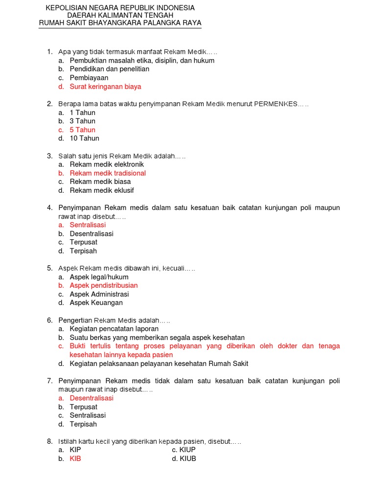 Soal Rekam Medik