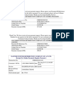 Eastern Power Distribution Company of A.P Ltd. Receipt For Online Payment (Regular Payment)