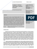 The Evaluation of Students' Written Reflection On The Learning of General Chemistry Lab Experiment