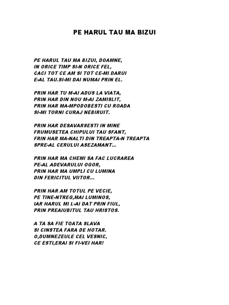 Pe Harul Tau Ma Bizui | PDF