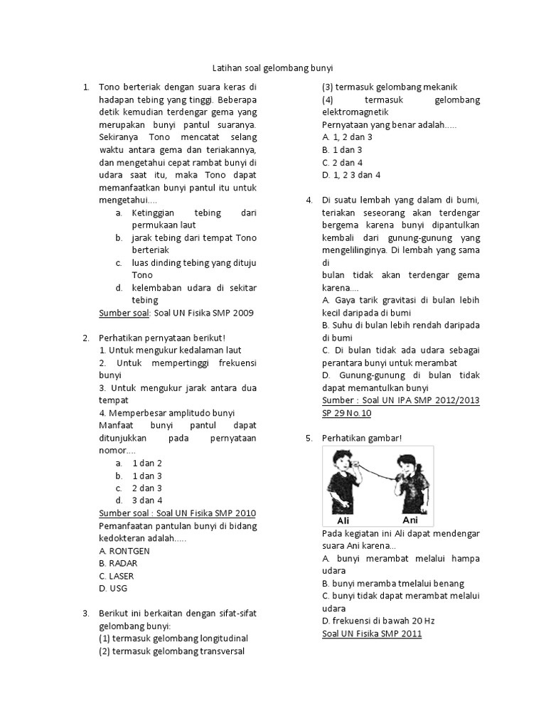 Kumpulan Soal Bunyi Kelas 8 Smp