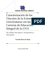 Libro Caracterización de Los Vículos de La Extensión Universitaria Con Las Carreras de Educación Integral PDF