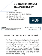 Lecture 1: Foundations of Clinical Psychology