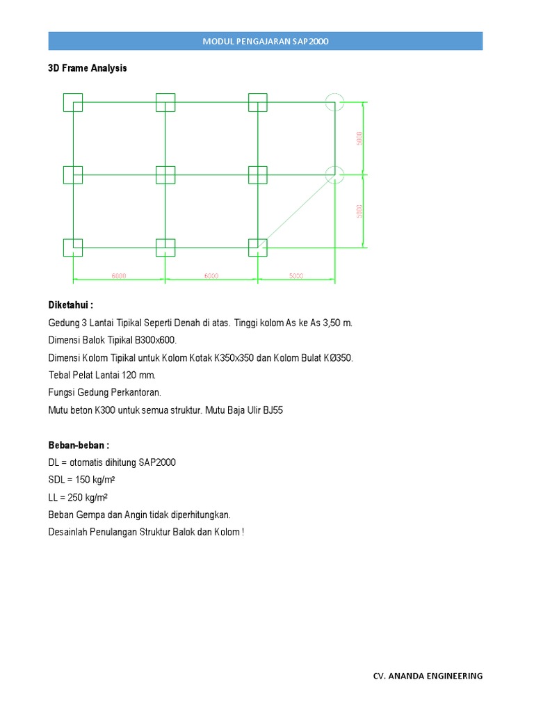 Panduan SAP2000 untuk Analisis Frame 3D | PDF