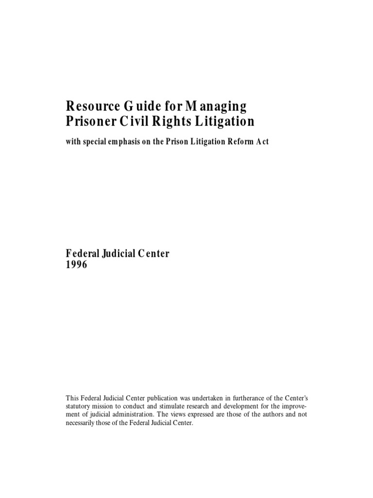 Managing Prisoner Civil Rights Litigation | PDF | Pro Se Legal ...