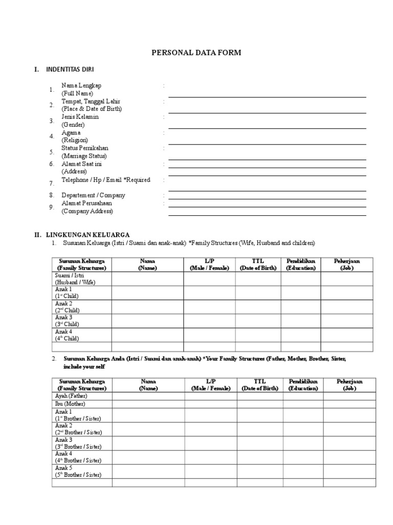 Personal Data Form - PT | PDF | Social Conventions | Human Sexuality