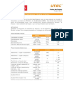 Dados técnicos Polietileno de Ultra Alto Peso Molecular (PEUAPM) UTEC3041