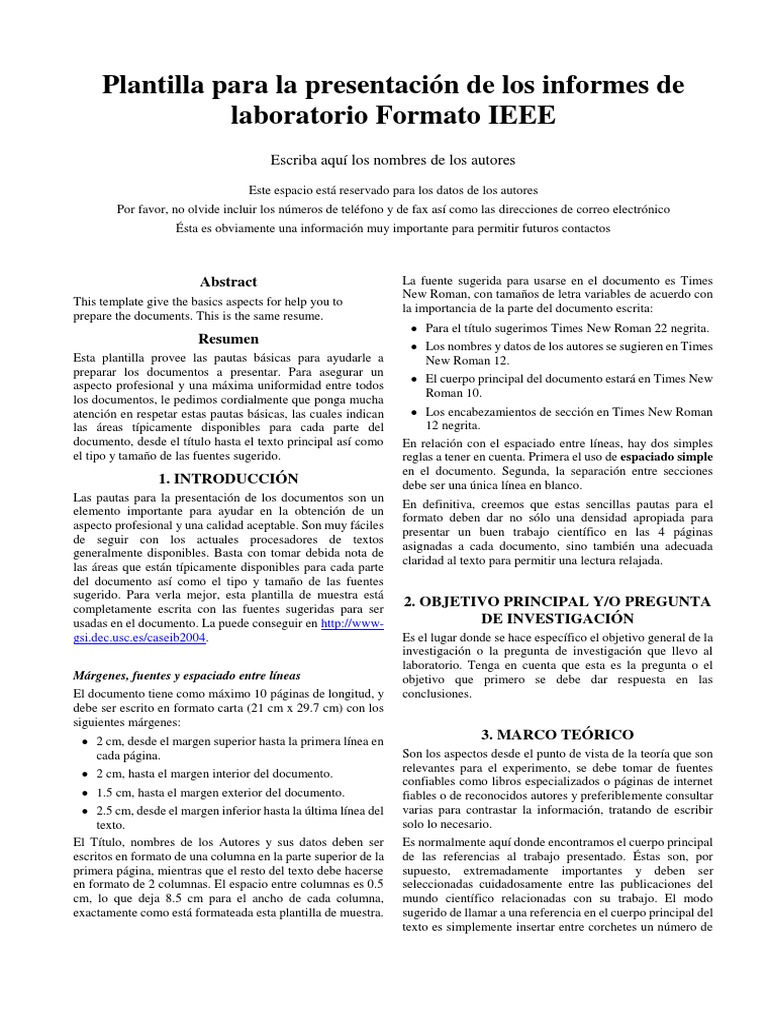 Plantilla para Informes Ieee | PDF | Laboratorios | Información