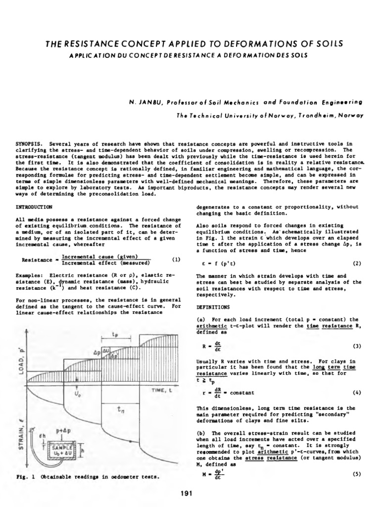 The Resistance Concept Applied To Deformations of Soils PDF
