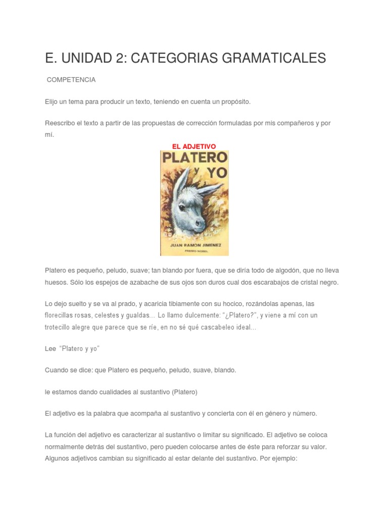 Categorias Gramaticales Ficha Pdf Adverbio Adjetivo