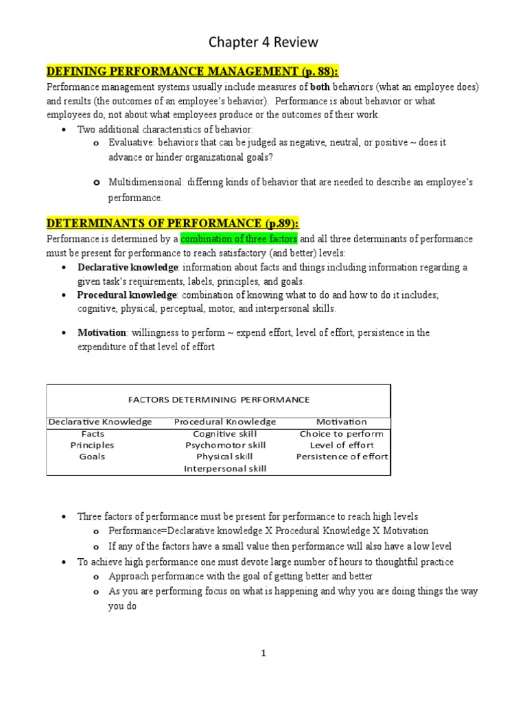 Chapter 4 Review: Defining Performance Management (P. 88) | PDF ...