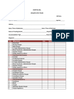 Code Billing Heads Rate Quantity Amount in Rs