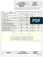 Biology 9 Science Al-Raza Institute Paper I Group-I Time Allowed: 20 Min Objective Marks: 12