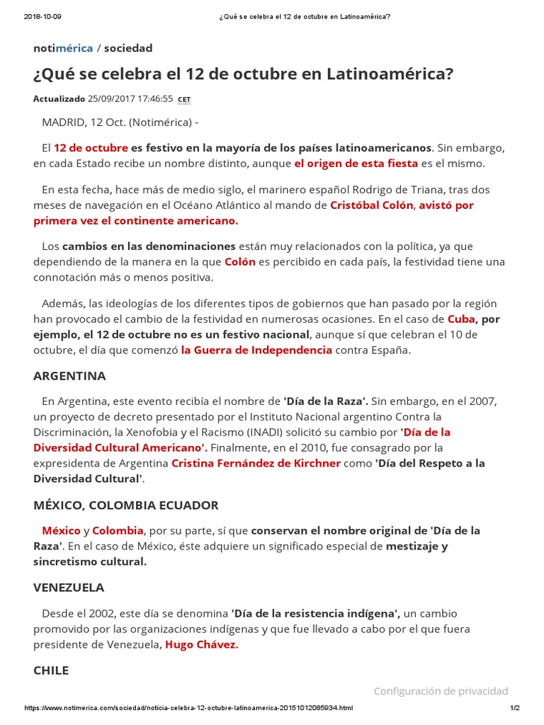 ¿Qué Se Celebra El 12 de Octubre en Latinoamérica | PDF | Exploración ...