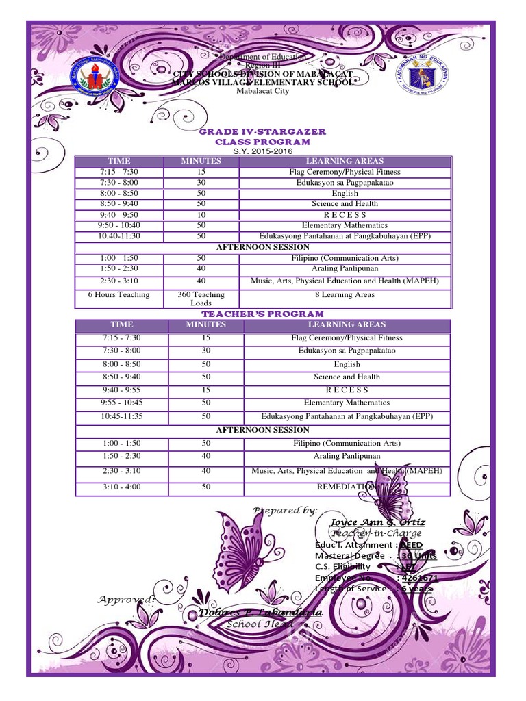 Grade IV Stargazer Class Program 2015-2016 | PDF | Physical Education ...