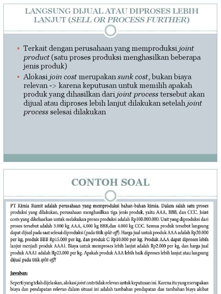 Contoh Soal Joint Cost Serta Jawaban Berbagi Contoh Soal