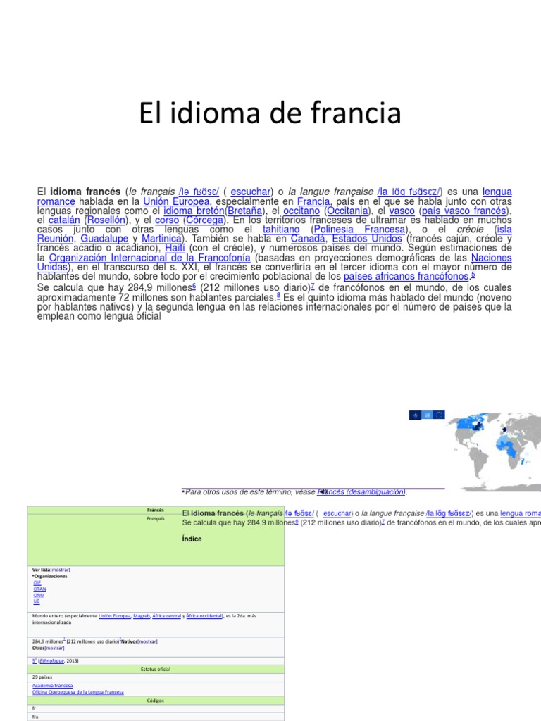 El Idioma de Francia PDF Idioma francés Francia