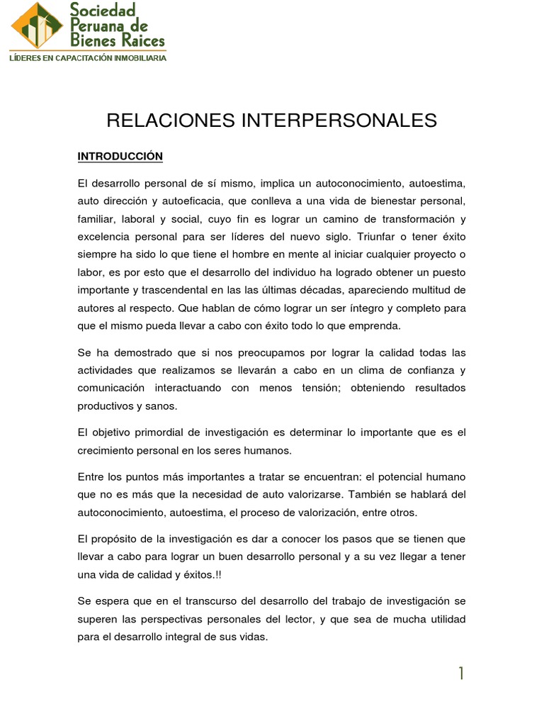 Material De Lectura Relaciones Interpersonales Aparicion Cognicion