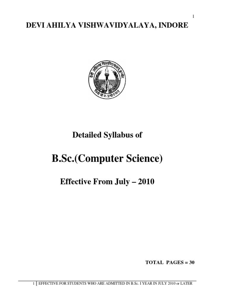 B.Sc. (Computer Science) : Detailed Syllabus of | PDF | Java Script ...