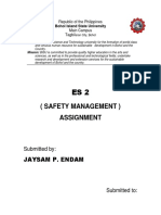 (Safety Management) Assignment: Jaysam P. Endam