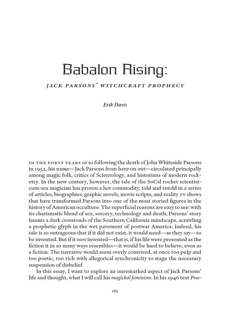 Babalon Rising: Jack Parsons' Legacy | PDF | Thelema | Aleister Crowley