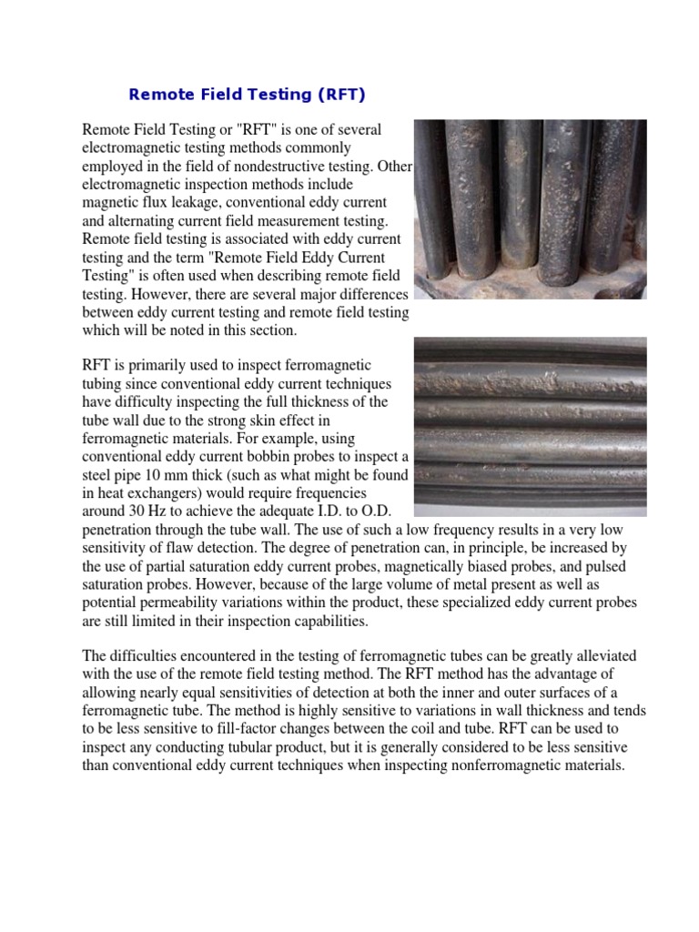 Remote Field Testing | PDF | Inductor | Pipe (Fluid Conveyance)