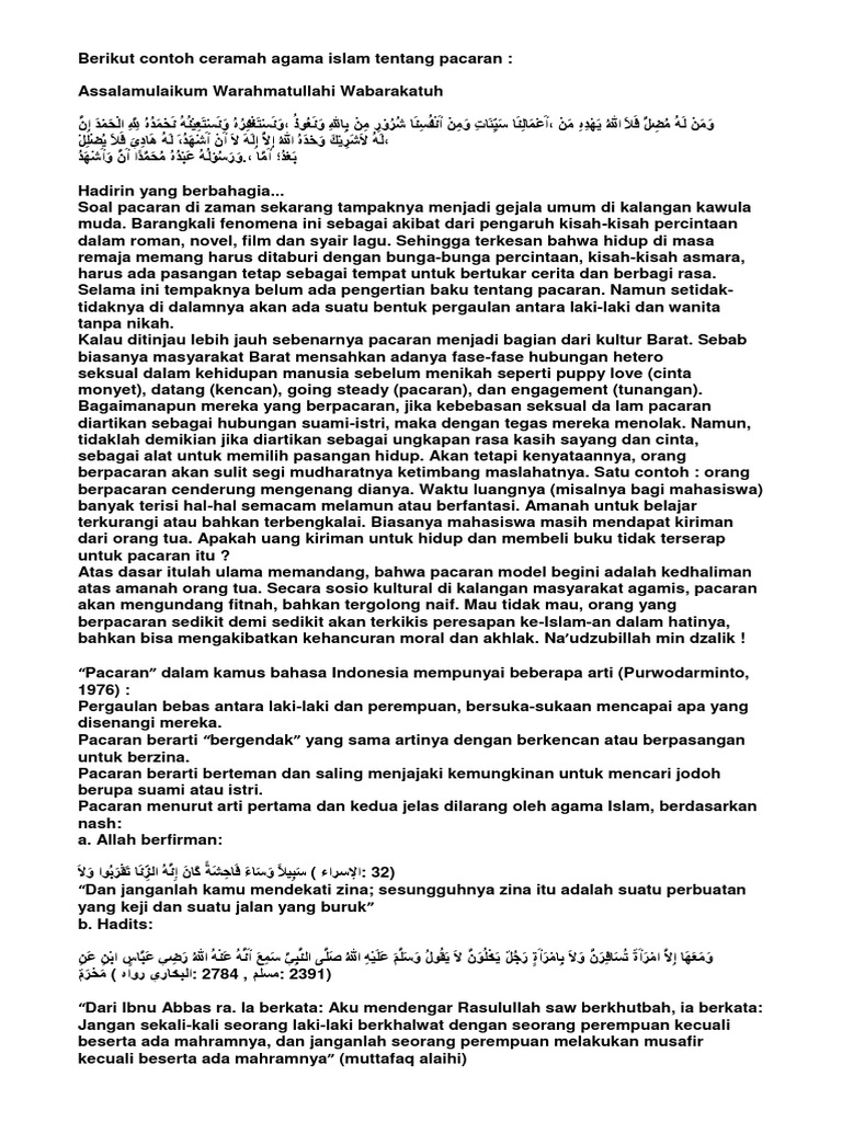 Pidato Bahasa Inggris Tentang Pacaran Dalam Islam Dan Artinya
