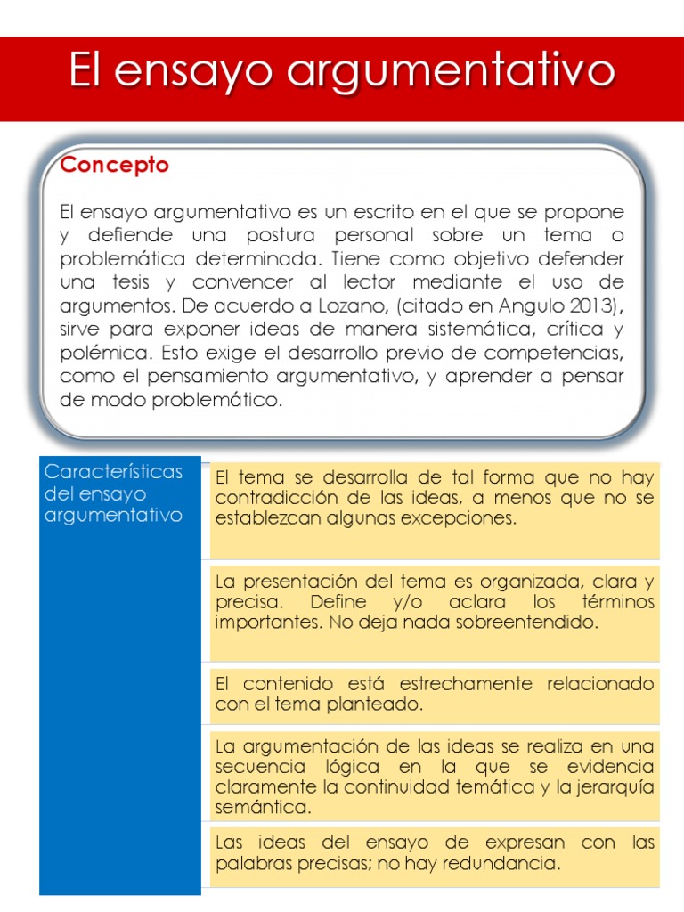 El Ensayo Argumentativo Ensayos Cognición