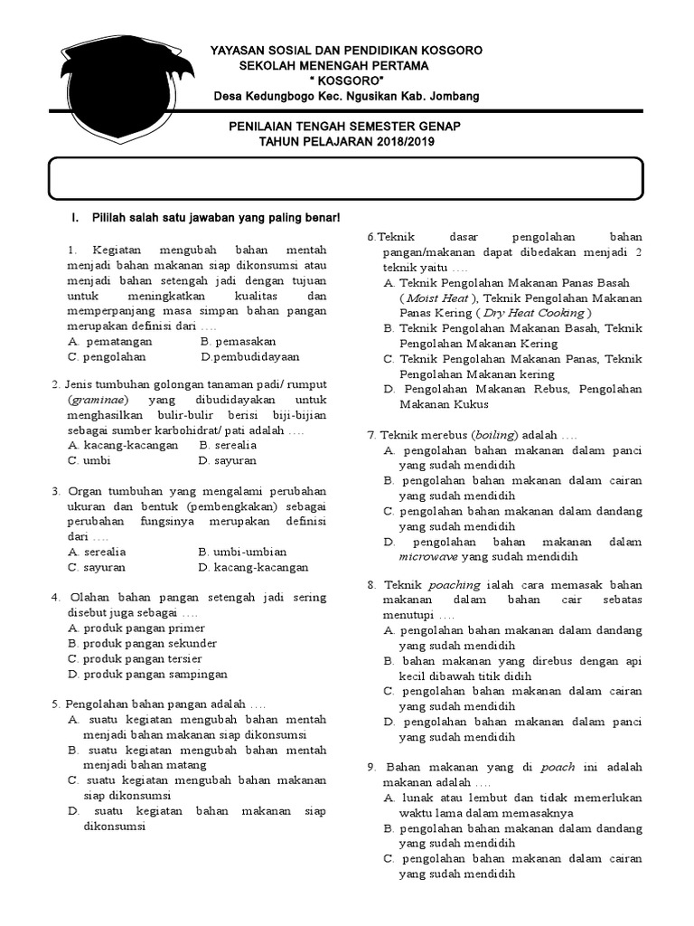 Soal Prakarya Siap Print Sem 2