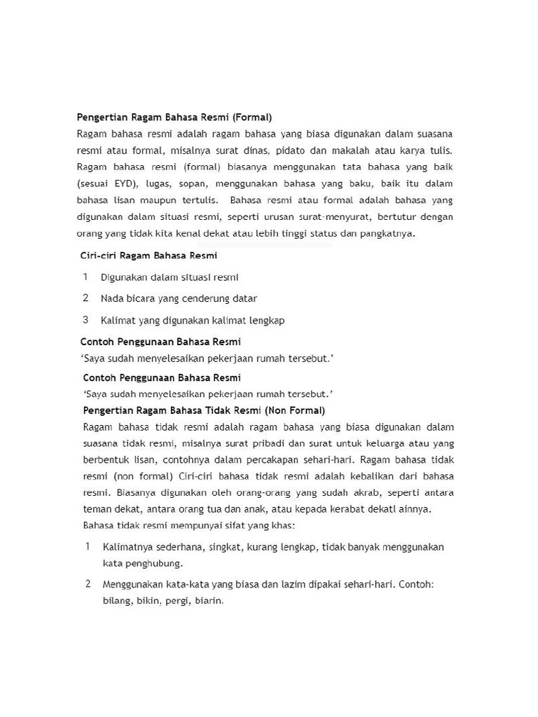 Ragam Bahasa Formal Dan Non Formal