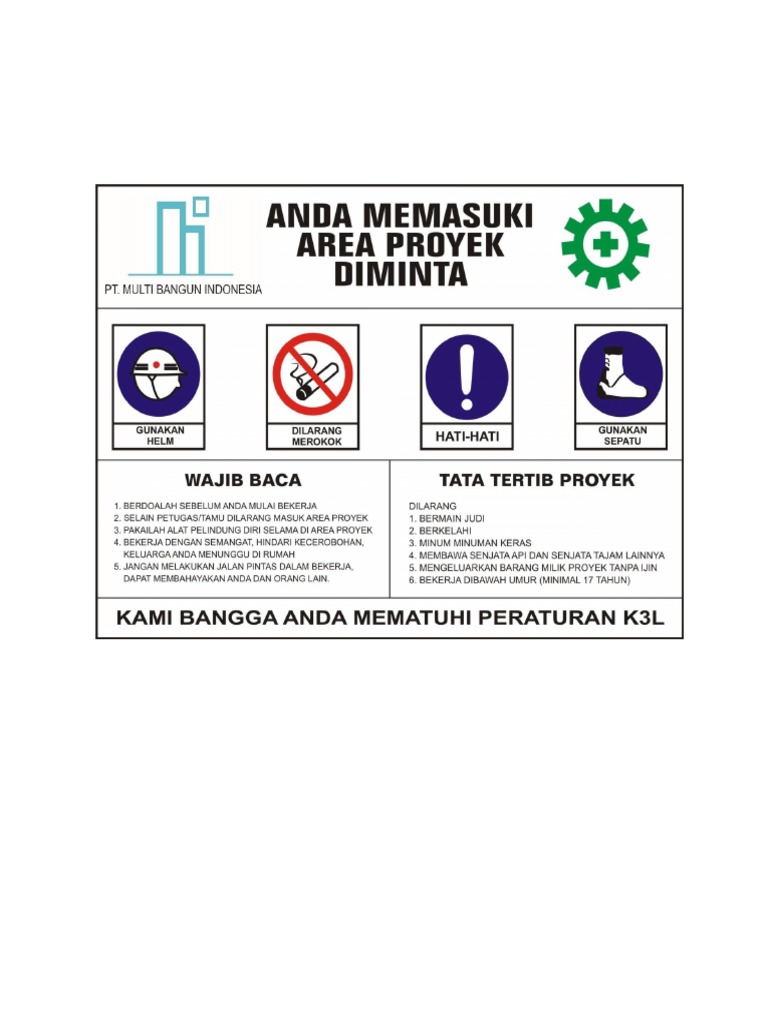 Banner Aturan Anda Memasuki Proyek Ukuran 1.5 X 2 Print 1x | PDF