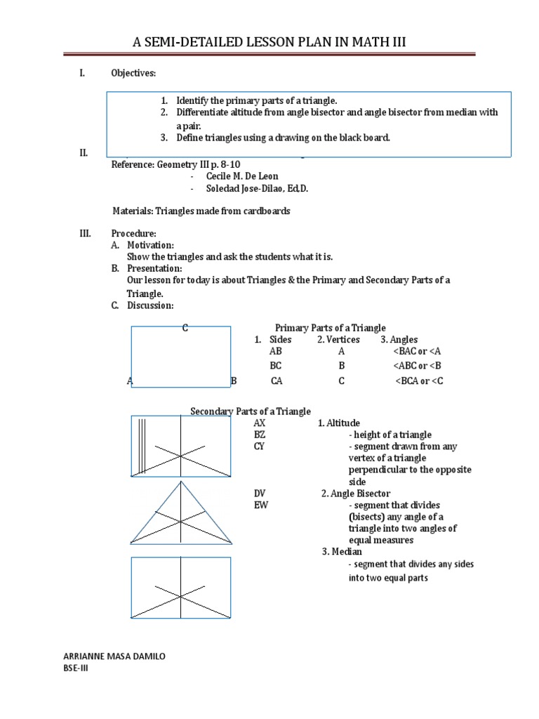 Lesson Plan: Understanding Triangles | PDF | Triangle | Polytopes