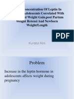 Serum Concentration of Leptin in Pregnant Adolescents Correlated