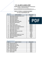 Price List Cleaning Equipment