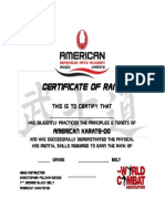 Certificate of Rank: American Karate-Do