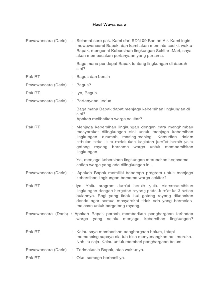 Hasil Wawancara