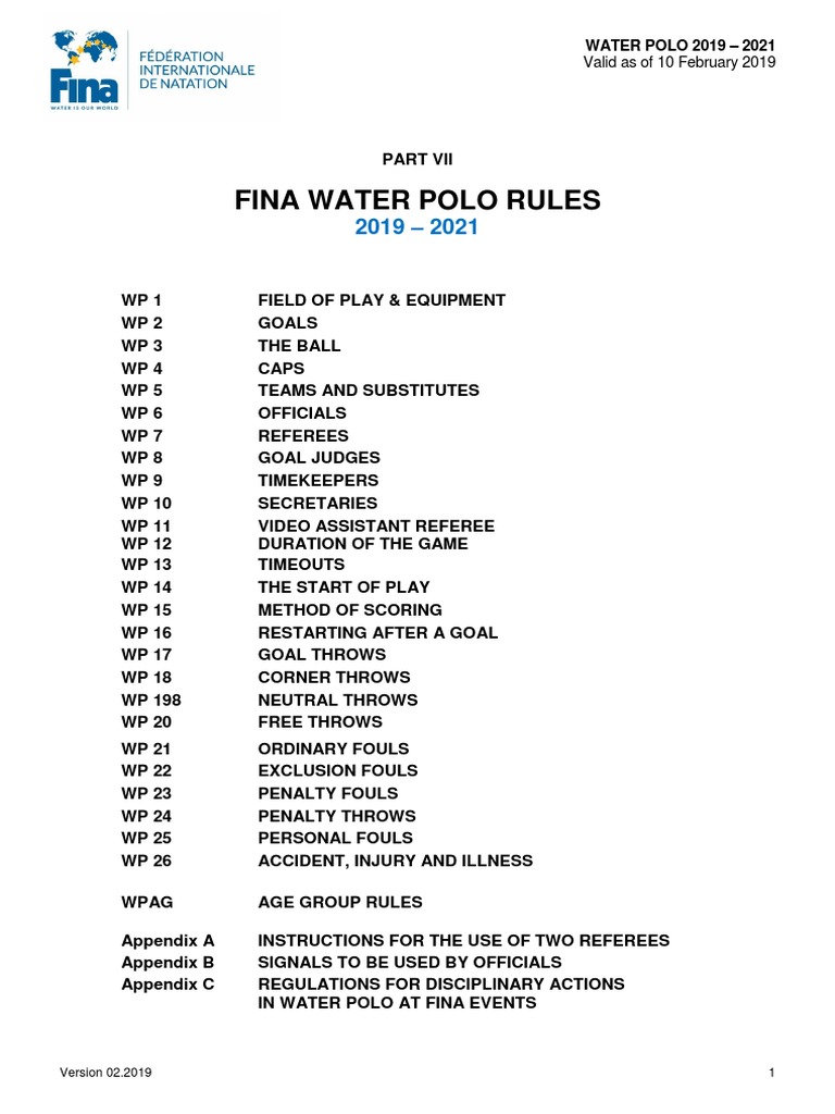 2019 FINA waterpolo rules.pdf Referee Sport Variants Prueba