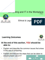 Computing and IT in The Workplace: Ethical & Legal Issues Part 1