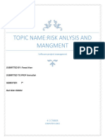 Topic Name:Risk Anlysis and Mangment: Software Project Managment