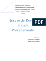 República Bolivariana de Venezuela ENSAYO de DURERA de BRINELL