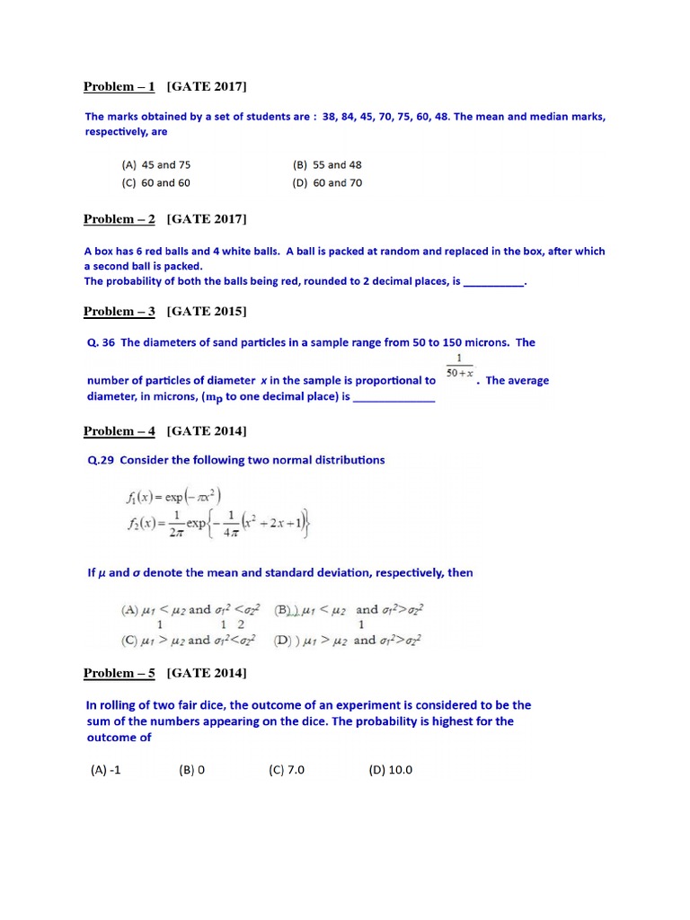 GATE Exam Problems from 2000-2017 | PDF