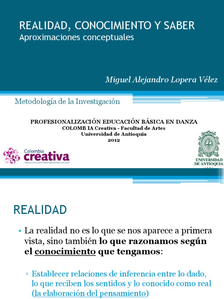 Realidad y Conocimiento en Investigación | PDF | Realidad | Conocimiento