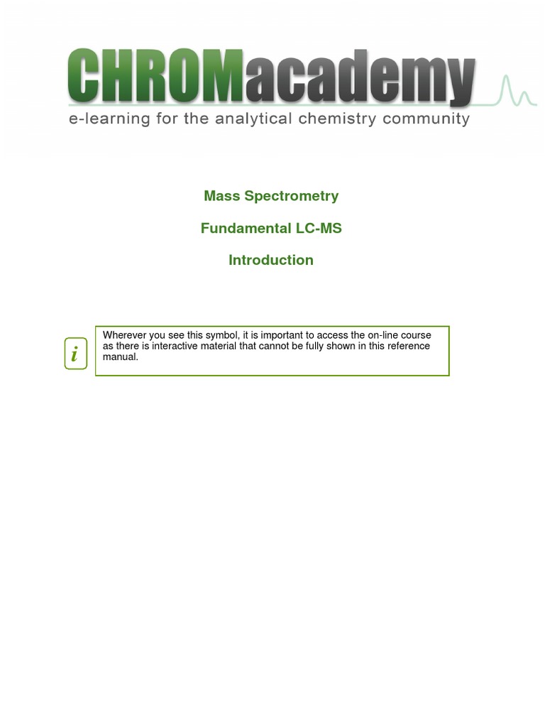 Fundamental Lc-Ms Introduction | PDF | Mass Spectrometry | Liquid ...