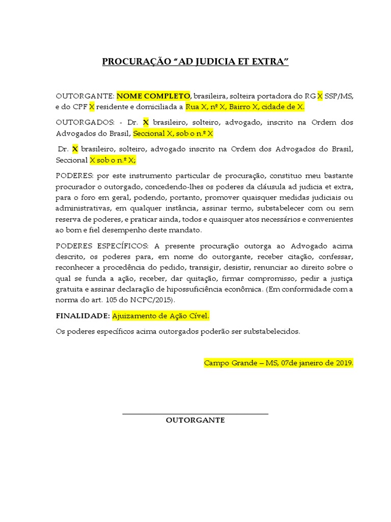 Exemplos E Modelos De Procura Omodelo De Procuracao Pdf