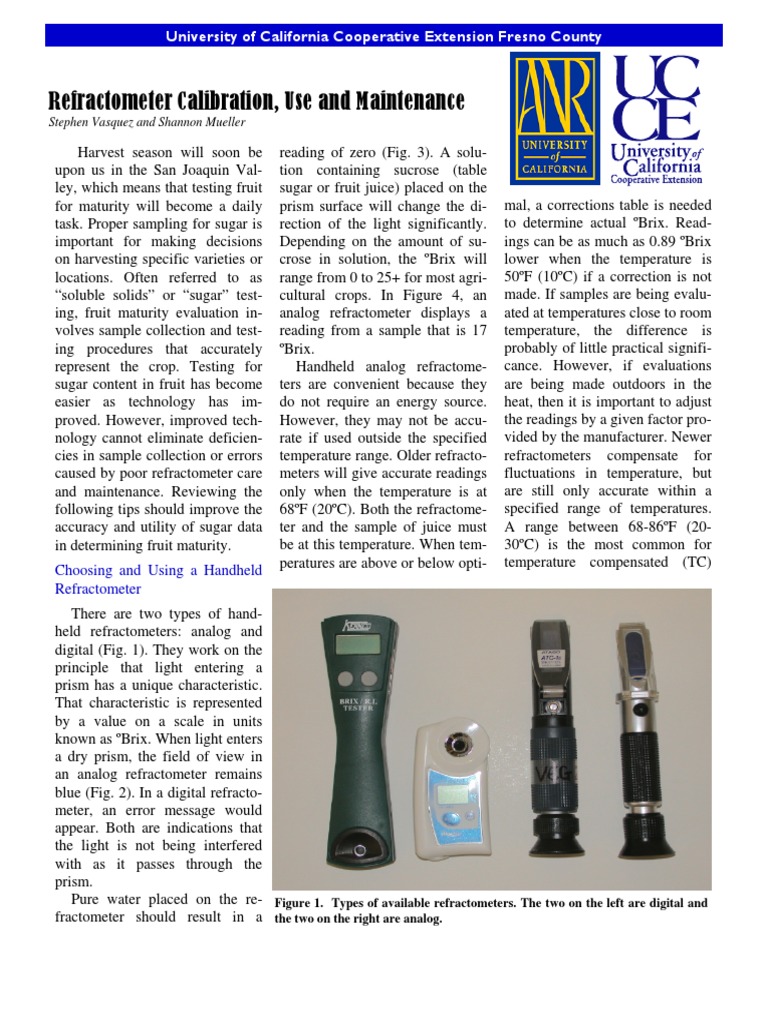 Refractometer Calibration, Use and Maintenance PDF | PDF | Purified ...