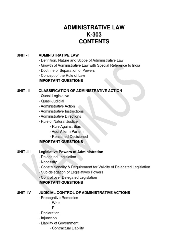 Administrative Law K-303 | PDF | Separation Of Powers | Rule Of Law