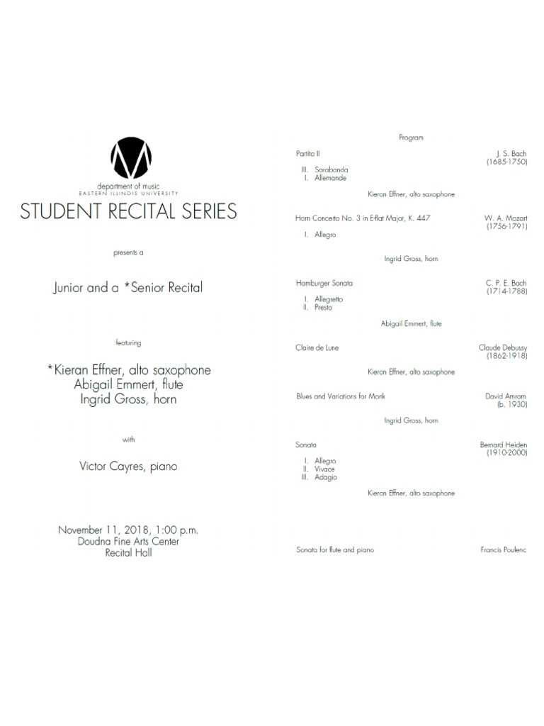 Junior Recital Program Notes | PDF | Wolfgang Amadeus Mozart | French Horn
