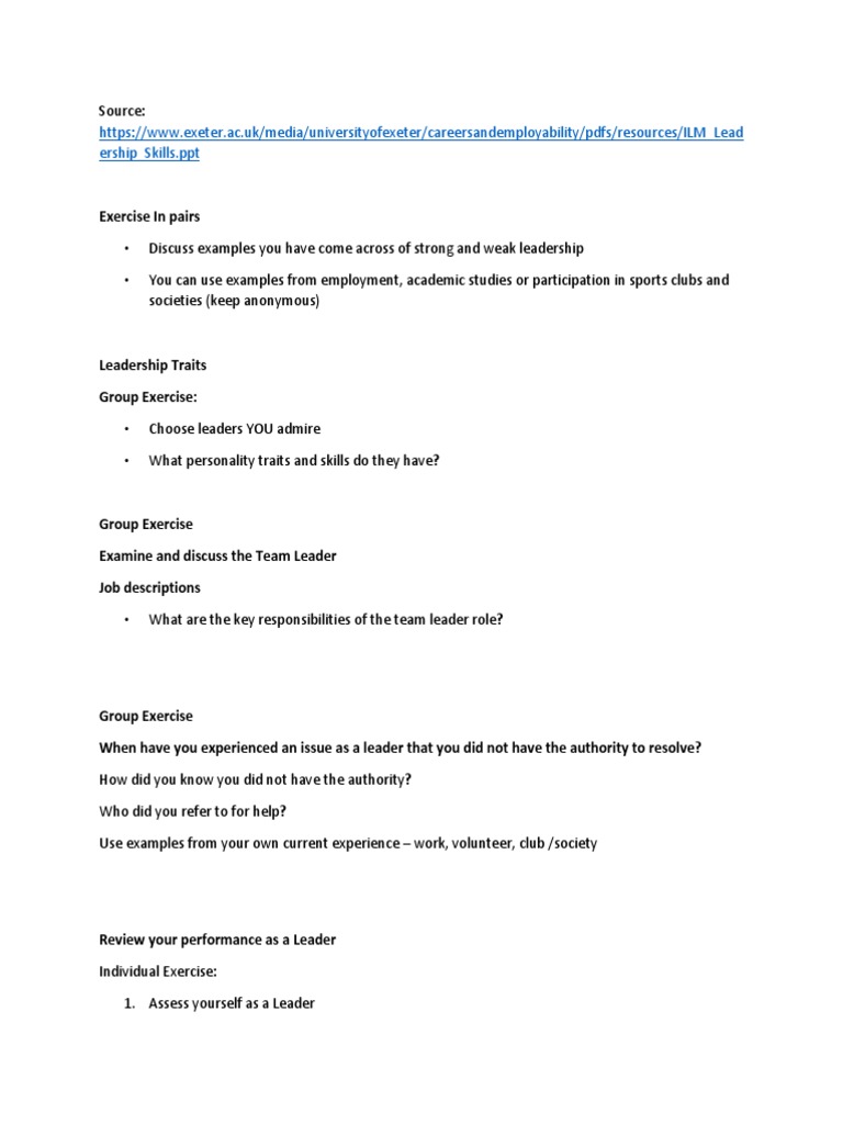 Leadership Development Exercises Guide | PDF | Career & Growth | Business
