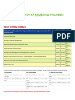 Schedule For Ca Final (New Syllabus) : Test From Home