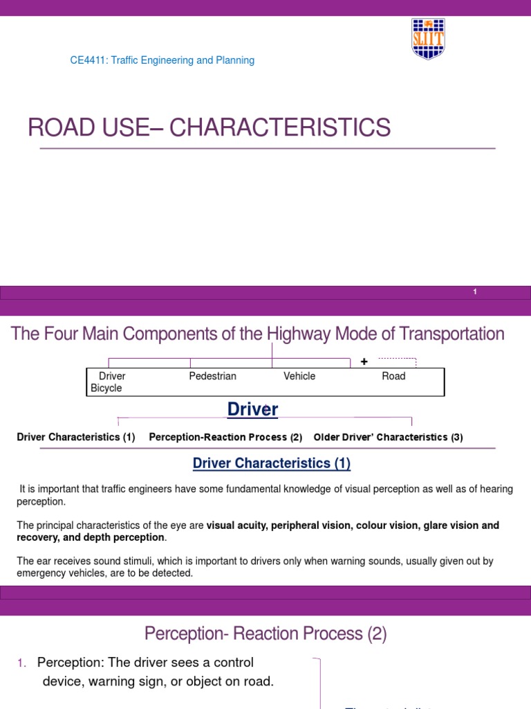 Road Use Characteristics in Traffic Engineering | PDF | Tire | Friction